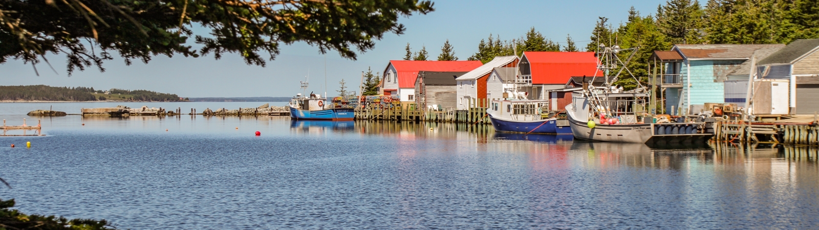 A small fishing huts in a nova scotia fishing village.